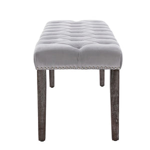 English Elm Heng Ming Velvet Button Tufted Bench Ottoman for Entryway Bedroom or Dining Room Light Gray W212P300164