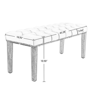 English Elm Heng Ming Velvet Button Tufted Bench Ottoman for Entryway Bedroom or Dining Room Light Gray W212P300164