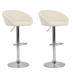 English Elm Hengming Velvet Upholstered Barstools with Electroplated Silver Base Set of 2 Club Style Beige W212P351232