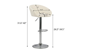 English Elm Hengming Velvet Upholstered Barstools with Electroplated Silver Base Set of 2 Club Style Beige W212P351232