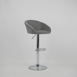 English Elm Hengming Velvet Upholstered Barstools with Electroplated Silver Base Set of 2 Club Style Grey W212P351234