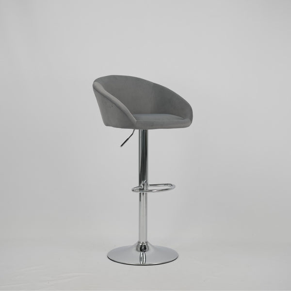 English Elm Hengming Velvet Upholstered Barstools with Electroplated Silver Base Set of 2 Club Style Grey W212P351234