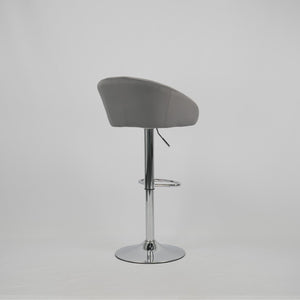 English Elm Hengming Velvet Upholstered Barstools with Electroplated Silver Base Set of 2 Club Style Grey W212P351234