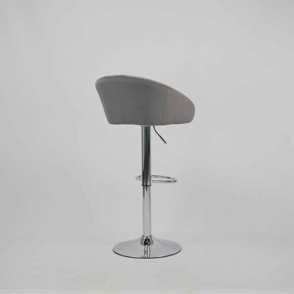 English Elm Hengming Velvet Upholstered Barstools with Electroplated Silver Base Set of 2 Club Style Grey W212P351234
