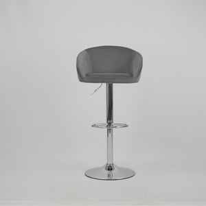 English Elm Hengming Velvet Upholstered Barstools with Electroplated Silver Base Set of 2 Club Style Grey W212P351234