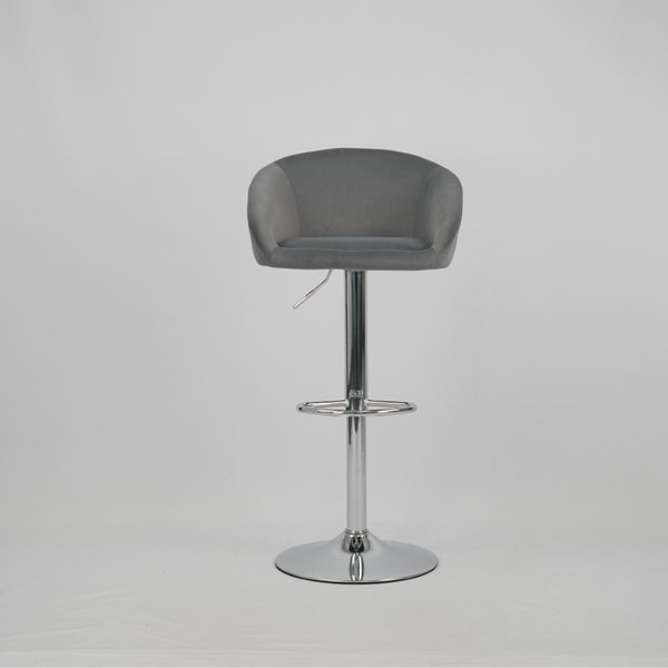 English Elm Hengming Velvet Upholstered Barstools with Electroplated Silver Base Set of 2 Club Style Grey W212P351234