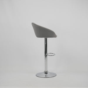 English Elm Hengming Velvet Upholstered Barstools with Electroplated Silver Base Set of 2 Club Style Grey W212P351234