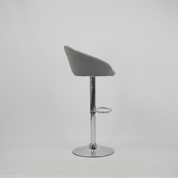 English Elm Hengming Velvet Upholstered Barstools with Electroplated Silver Base Set of 2 Club Style Grey W212P351234