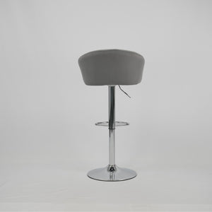 English Elm Hengming Velvet Upholstered Barstools with Electroplated Silver Base Set of 2 Club Style Grey W212P351234