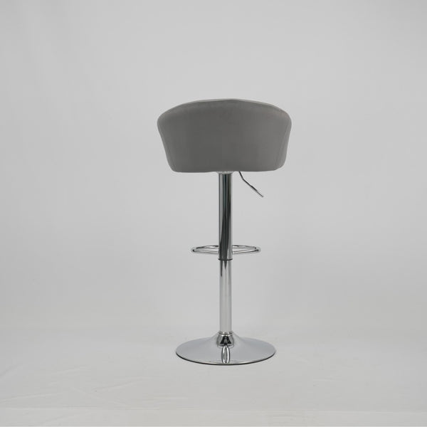 English Elm Hengming Velvet Upholstered Barstools with Electroplated Silver Base Set of 2 Club Style Grey W212P351234