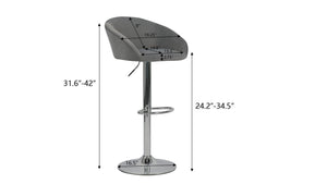 English Elm Hengming Velvet Upholstered Barstools with Electroplated Silver Base Set of 2 Club Style Grey W212P351234
