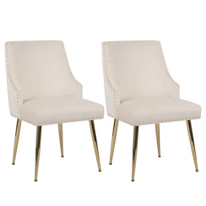 English Elm Hengming Velvet Upholstered Dining Chairs with Nailhead Trim and Channel Tufting Set of 2 W212P427002