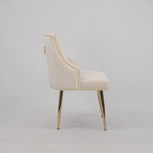 English Elm Hengming Velvet Upholstered Dining Chairs with Nailhead Trim and Channel Tufting Set of 2 W212P427002