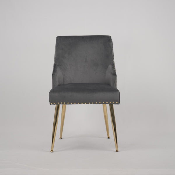 English Elm Hengming Velvet Dining Chairs with Channel Tufting and Nailhead Trim Glam Set of 2 W212P427013