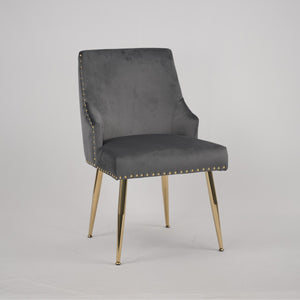English Elm Hengming Velvet Dining Chairs with Channel Tufting and Nailhead Trim Glam Set of 2 W212P427013