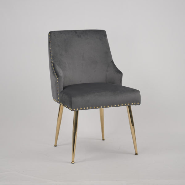 English Elm Hengming Velvet Dining Chairs with Channel Tufting and Nailhead Trim Glam Set of 2 W212P427013