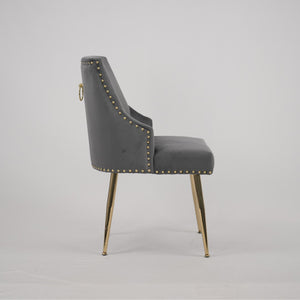 English Elm Hengming Velvet Dining Chairs with Channel Tufting and Nailhead Trim Glam Set of 2 W212P427013