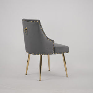 English Elm Hengming Velvet Dining Chairs with Channel Tufting and Nailhead Trim Glam Set of 2 W212P427013