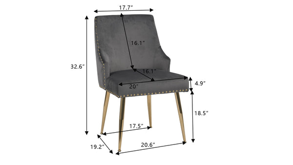 English Elm Hengming Velvet Dining Chairs with Channel Tufting and Nailhead Trim Glam Set of 2 W212P427013