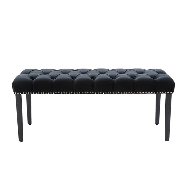 English Elm Heng Ming Button Tufted Velvet Accent Bench with Solid Wood Legs for Bedroom Entryway W212P448955