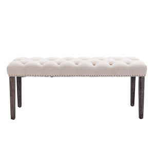 English Elm Heng Ming Velvet Button Tufted Entryway Bench Rubberwood Legs Bedroom Accent Seat W212P448957