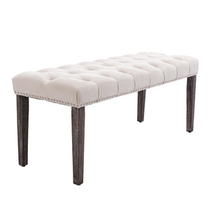 English Elm Heng Ming Velvet Button Tufted Entryway Bench Rubberwood Legs Bedroom Accent Seat W212P448957