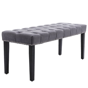 English Elm Heng Ming Velvet Tufted Bench with Rubberwood Legs for Bedroom Entryway Footrest W212P448958