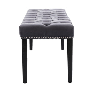 English Elm Heng Ming Velvet Tufted Bench with Rubberwood Legs for Bedroom Entryway Footrest W212P448958