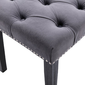 English Elm Heng Ming Velvet Tufted Bench with Rubberwood Legs for Bedroom Entryway Footrest W212P448958