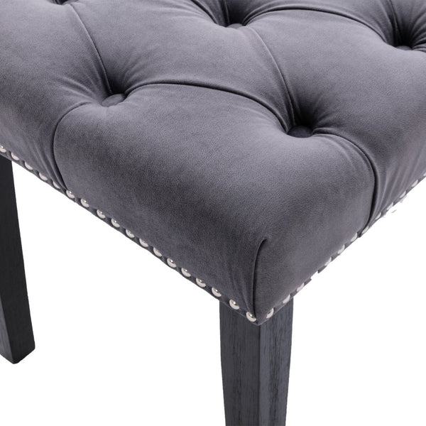 English Elm Heng Ming Velvet Tufted Bench with Rubberwood Legs for Bedroom Entryway Footrest W212P448958