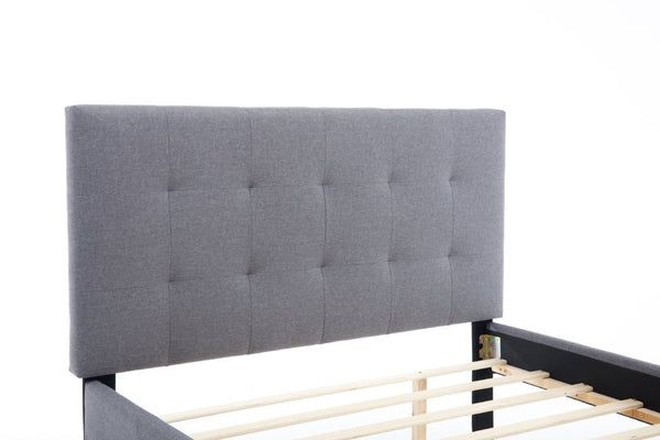 English Elm Hengming Full Platform Bed Linen Headboard Pine Frame with Pull Out Trundle W212P465290