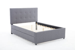 English Elm Hengming Full Platform Bed Linen Headboard Pine Frame with Pull Out Trundle W212P465290