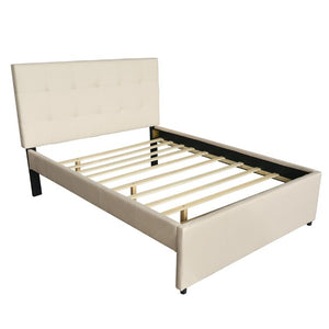 English Elm Hengming Full Platform Bed with Linen Upholstered Headboard Pine Frame and Trundle W212P465314