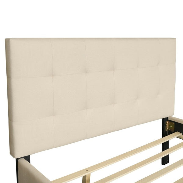 English Elm Hengming Full Platform Bed with Linen Upholstered Headboard Pine Frame and Trundle W212P465314