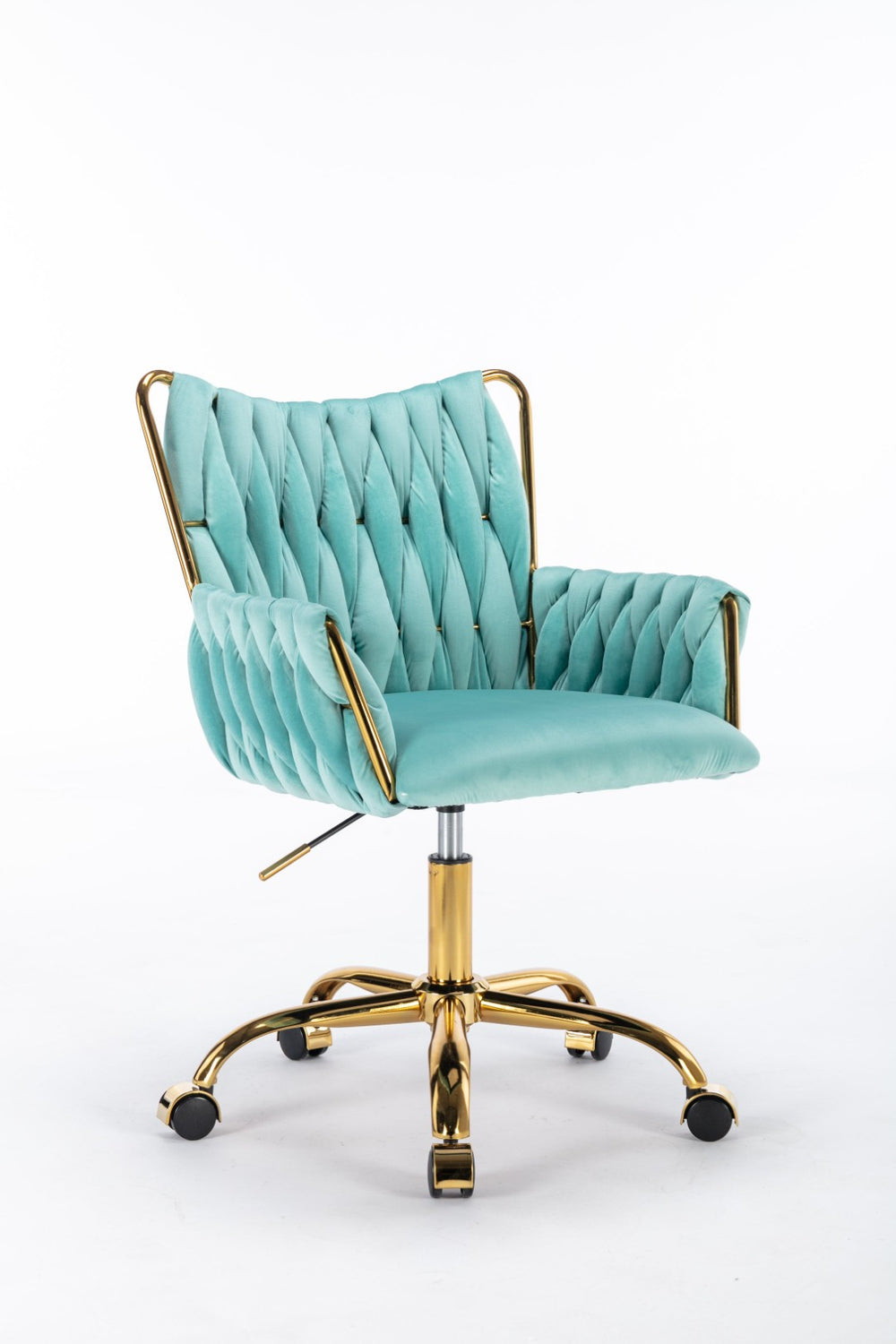 English Elm Hengming Velvet Office Chair Braided Woven Texture Gold Tone Legs Glam Home Workspace W212P487067