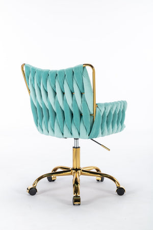 English Elm Hengming Velvet Office Chair Braided Woven Texture Gold Tone Legs Glam Home Workspace W212P487067