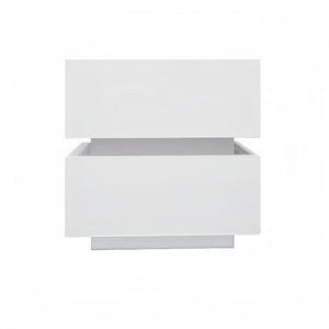 English Elm White High Gloss Two Drawer Nightstand with Rgb Led Bluetooth Ambient Bedroom Storage W2139142767