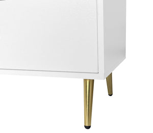 English Elm Seven Drawer Glam Dresser White Lacquer Mdf Body Gold Legs Bedroom Storage Chest W2139P143414