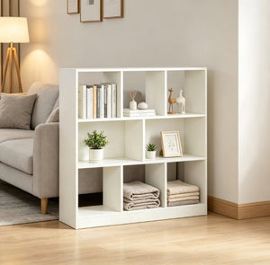 English Elm Eight Tier Open Grid Bookshelf Matte Black Freestanding Display for Modern Interiors W2139P512204