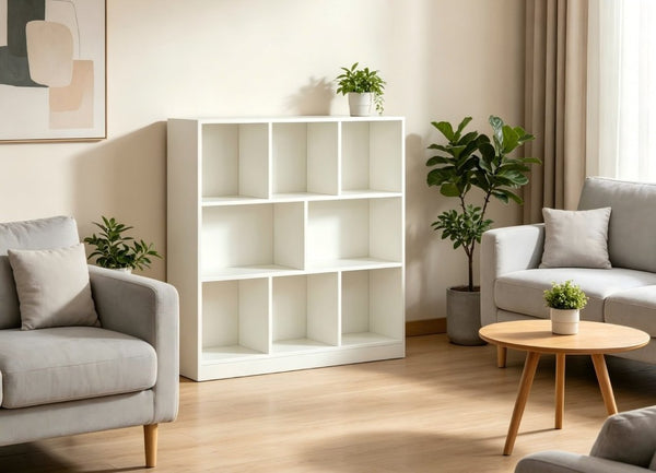 English Elm Eight Tier Open Grid Bookshelf Matte Black Freestanding Display for Modern Interiors W2139P512204