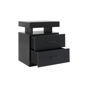 English Elm Led RGB Nightstand Pair Modern Fabric Drawer Bedside Tables with App Controlled Lighting W2178P543970