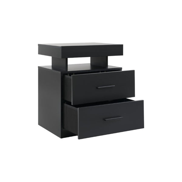 English Elm Led RGB Nightstand Pair Modern Fabric Drawer Bedside Tables with App Controlled Lighting W2178P543970