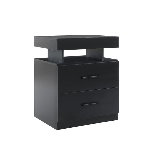 English Elm Led RGB Nightstand Pair Modern Fabric Drawer Bedside Tables with App Controlled Lighting W2178P543970