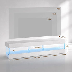 English Elm Tv Stand for 70 Inch Screens Low Profile MDF Entertainment Console with Open Shelving W2178P596184