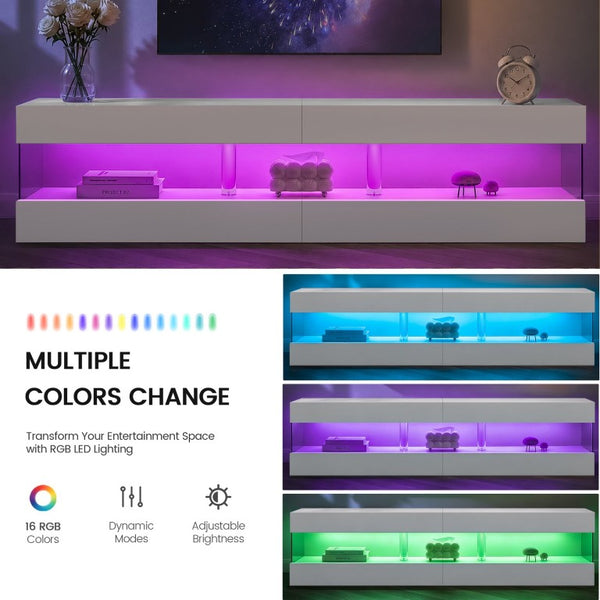 English Elm Tv Stand for 70 Inch Screens Low Profile MDF Entertainment Console with Open Shelving W2178P596184