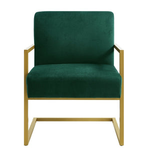 English Elm Fashion Velvet Accent Chair Gold Metal Base Glamorous Sculptural Living Room Seat Jade W2186P251458