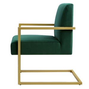 English Elm Fashion Velvet Accent Chair Gold Metal Base Glamorous Sculptural Living Room Seat Jade W2186P251458