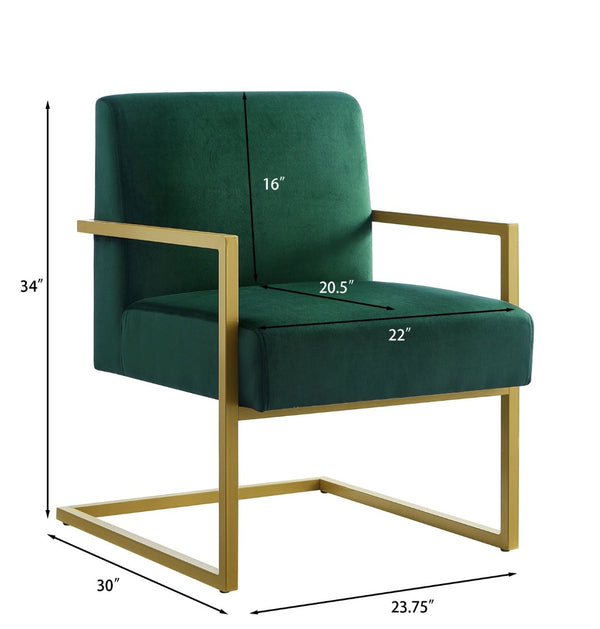 English Elm Fashion Velvet Accent Chair Gold Metal Base Glamorous Sculptural Living Room Seat Jade W2186P251458