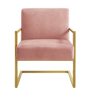 English Elm Fashion Velvet Accent Chair Gold Metal Base Glamorous Sculptural Living Room Seat Blush W2186P251461