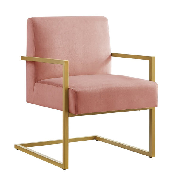English Elm Fashion Velvet Accent Chair Gold Metal Base Glamorous Sculptural Living Room Seat Blush W2186P251461